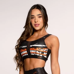 Top Fitness Academia Suplex Estampado Básico Preto Strong Girl Lot Fitness