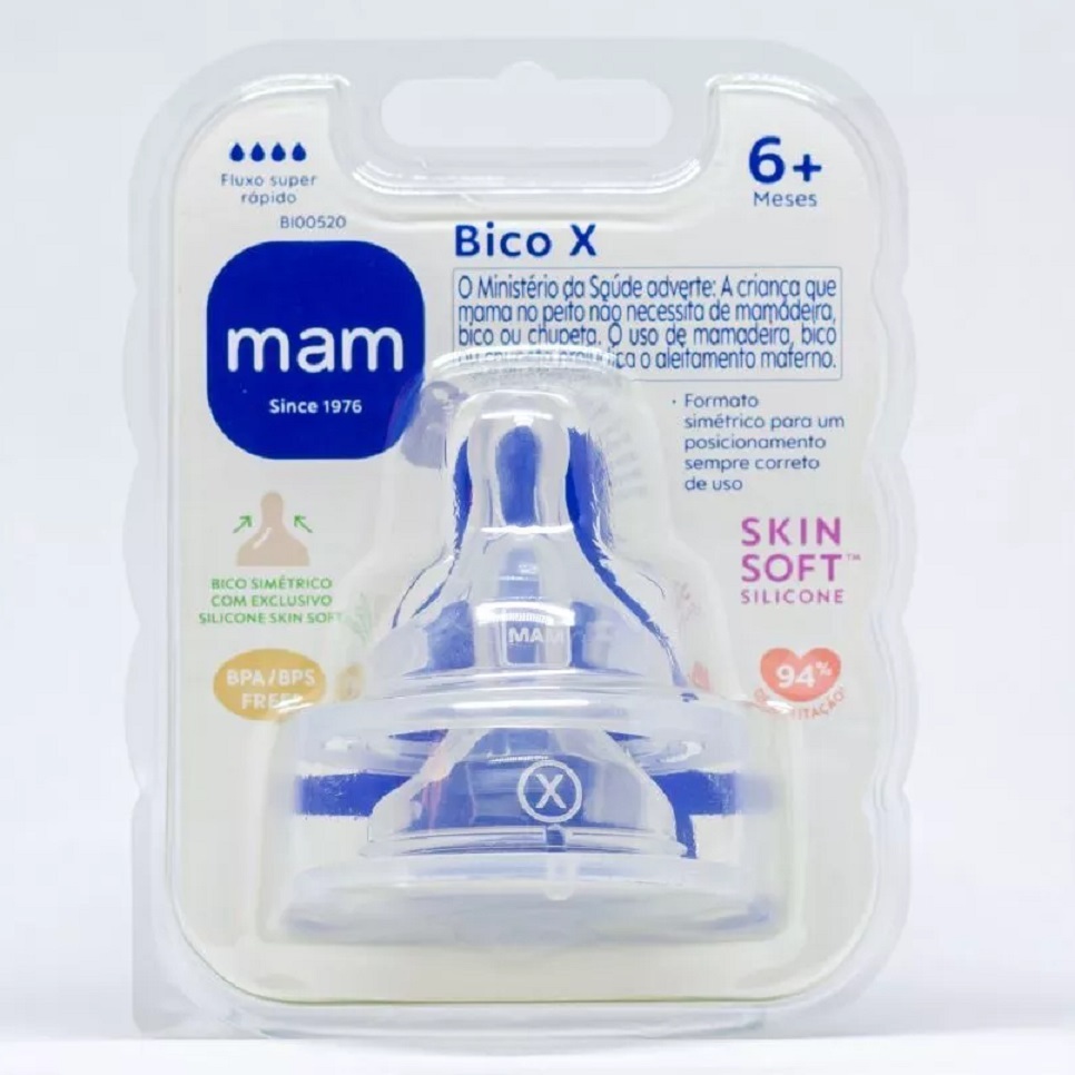 Bico Mamadeira X MAM 6+m - FLUXO SUPER RAPIDO c/2 uni em Oferta na Shopee
