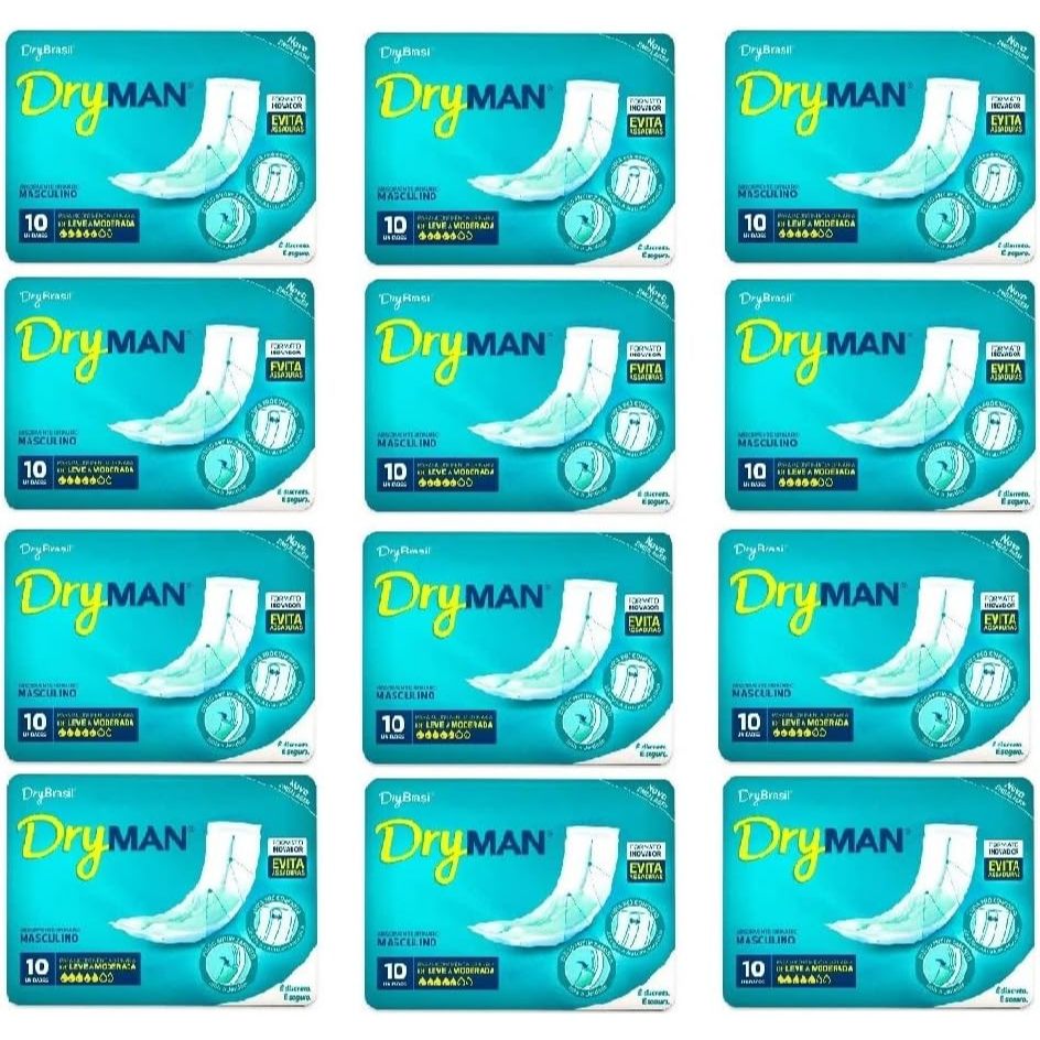 Kit 12 Pcts Dry Man Absorvente Masculino  C/10 uni Cada EQ.1