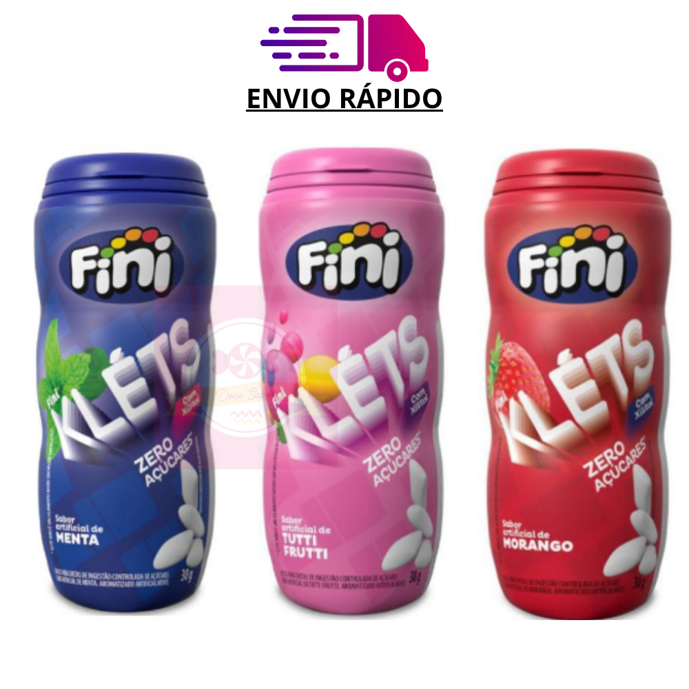 Chiclete Fini Kléts 30g zero açúcar goma de mascar - Unidade ou Kit
