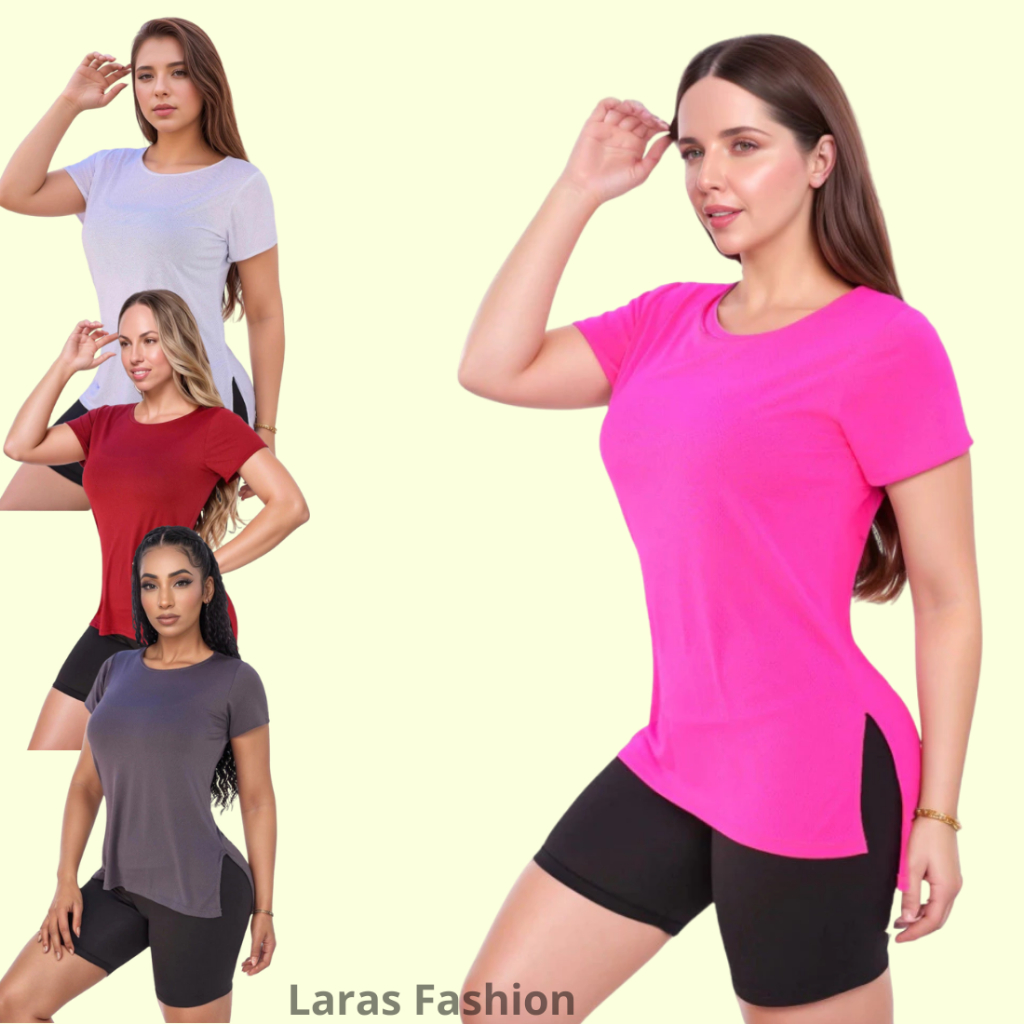 Kit Blusinha Feminina Viscolycra Confortável Tampa Bumbum Para Academia Fitness Caminhada Corrida