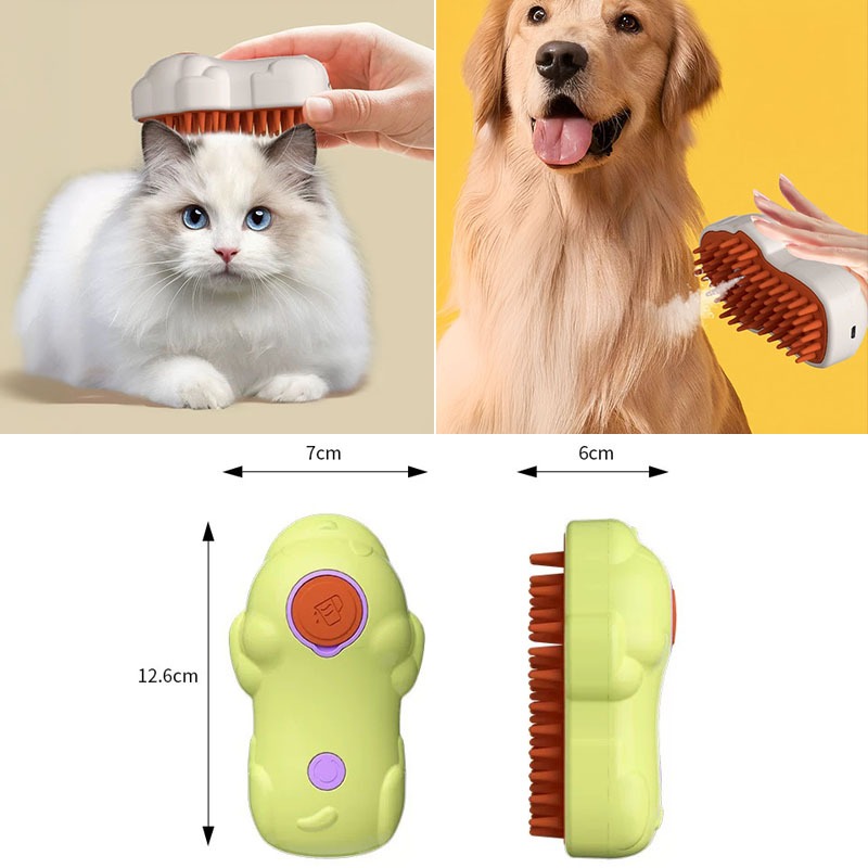 Escova A Vapor Autolimpante Para Massagem De Cães E Gatos Estimação Removedor De Pêlos 3 Em 1 em Oferta na Shopee