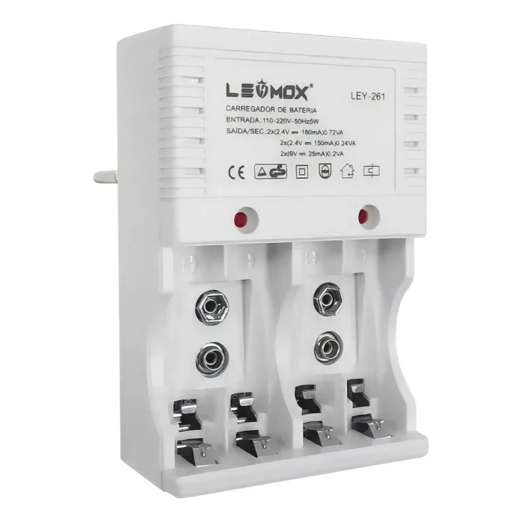 3 Carregador De Pilha Ley-261 Aaa Bateria 9v Recarregável Bivolt