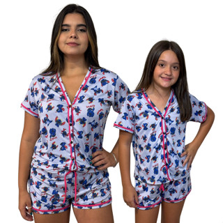 Kit Pijama Mãe e Filha/ Pijama Americano Stich/ Conjunto/ Baby Doll em Oferta na Shopee