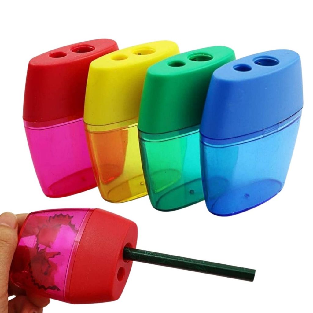 Apontador para Lápis 2 Furos Apontador de Lapis Jumbo Grande Colorido Apontador Simples em Oferta na Shopee