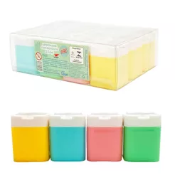 Apontador com Depósito Cores Candy Claras Apontadores Clean 2 Furos Lápis Jumbo Apontador Atacado