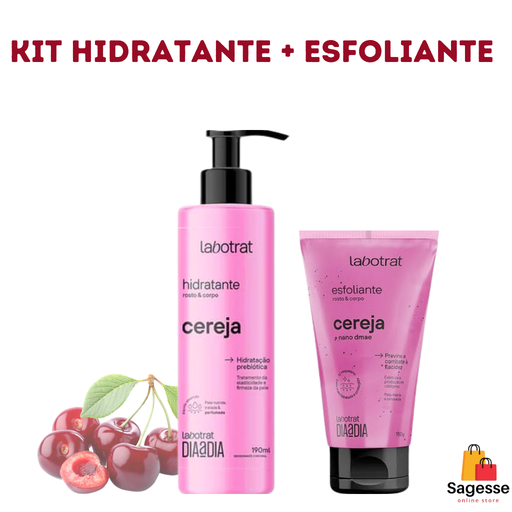 Kit Hidratante + Esfoliante / Labotrat Corpo e Rosto - CEREJA