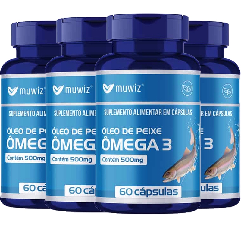 ÔMEGA 3 EPA DHA ÓLEO DE PEIXE VITAMINA OMEGA 3 60 CAPS MUWIZ KIT 4