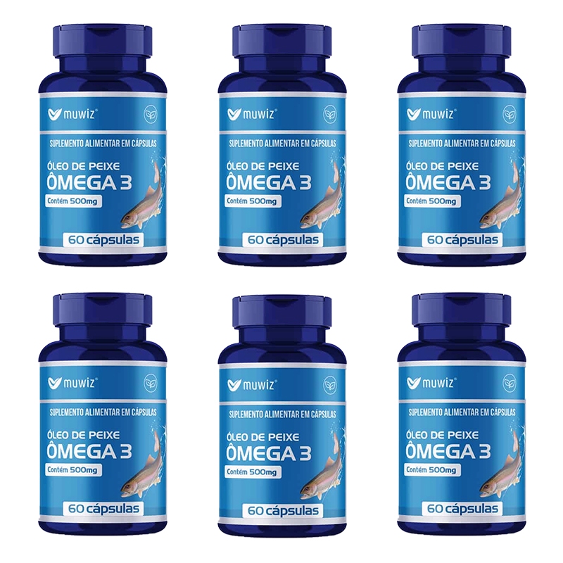 ÔMEGA 3 EPA DHA ÓLEO DE PEIXE VITAMINA OMEGA 3 60 CAPS MUWIZ KIT 6