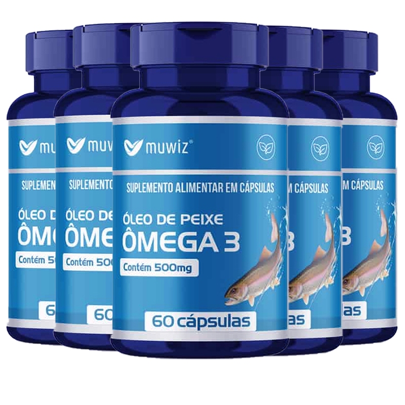 ÔMEGA 3 EPA DHA ÓLEO DE PEIXE VITAMINA OMEGA 3 60 CAPS MUWIZ KIT 5