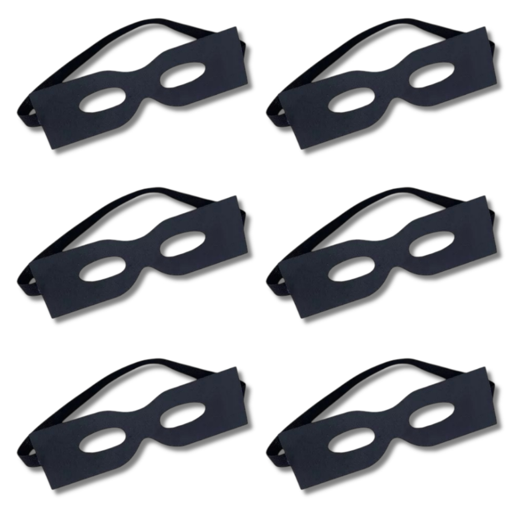 Kits Máscara Preto Zorro Elástico Tam Único Adulto/Inf Fantasia