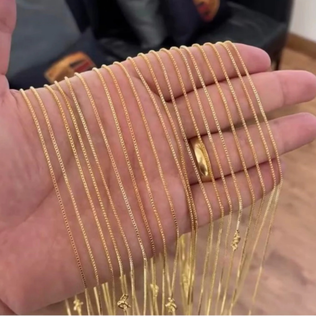 Cordão Colar Corrente Masculino Fino Varios Modelos Banhado a ouro 18k