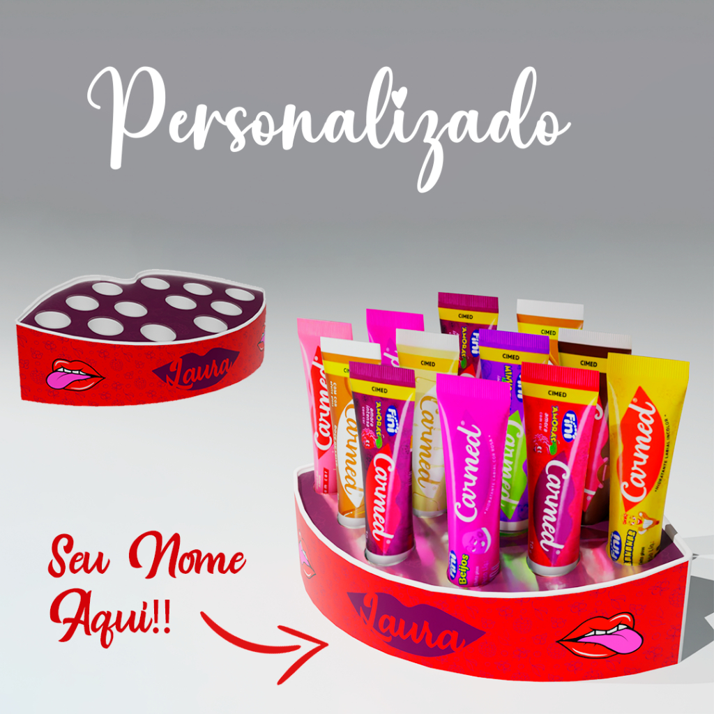 Carmed  - Porta Carmed PERSONALIZADO AMORA - ORGANIZADOR HIDRATANTE LABIAL até 12 unidades