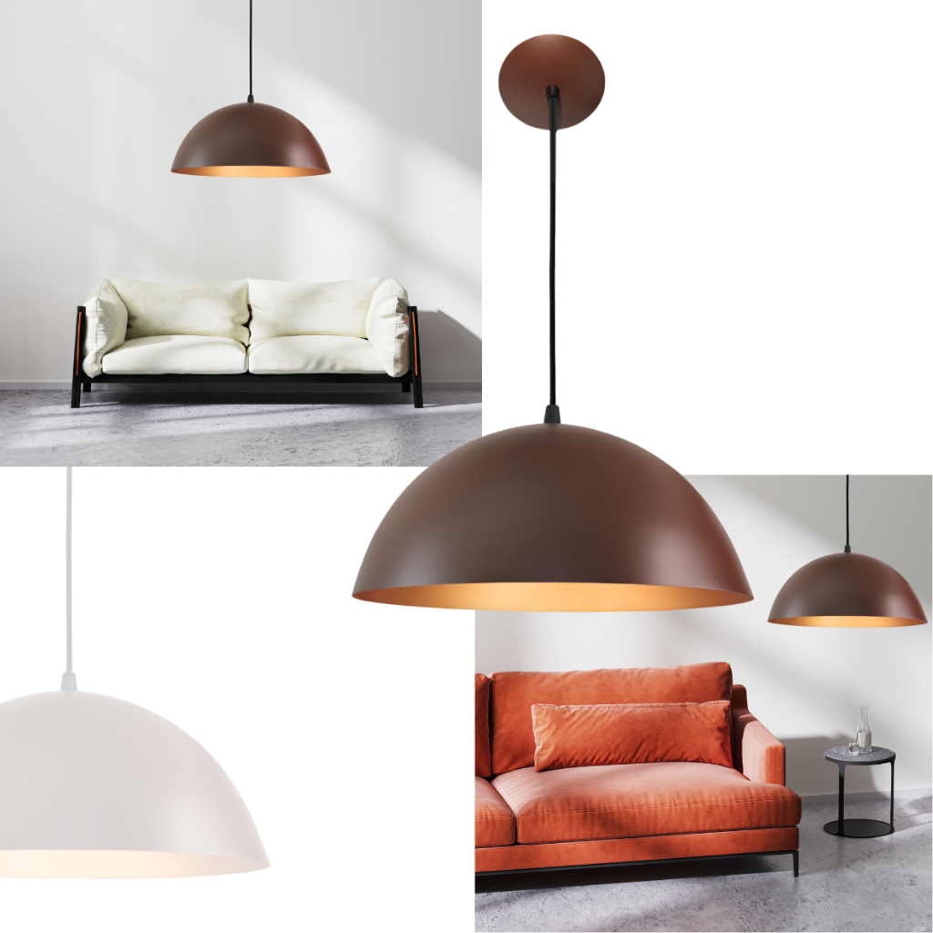 Lustre Pendente Meia Lua 30cm Marrom/Cobre Decoração Elegante Sala Cozinha Quarto em Oferta na Shopee