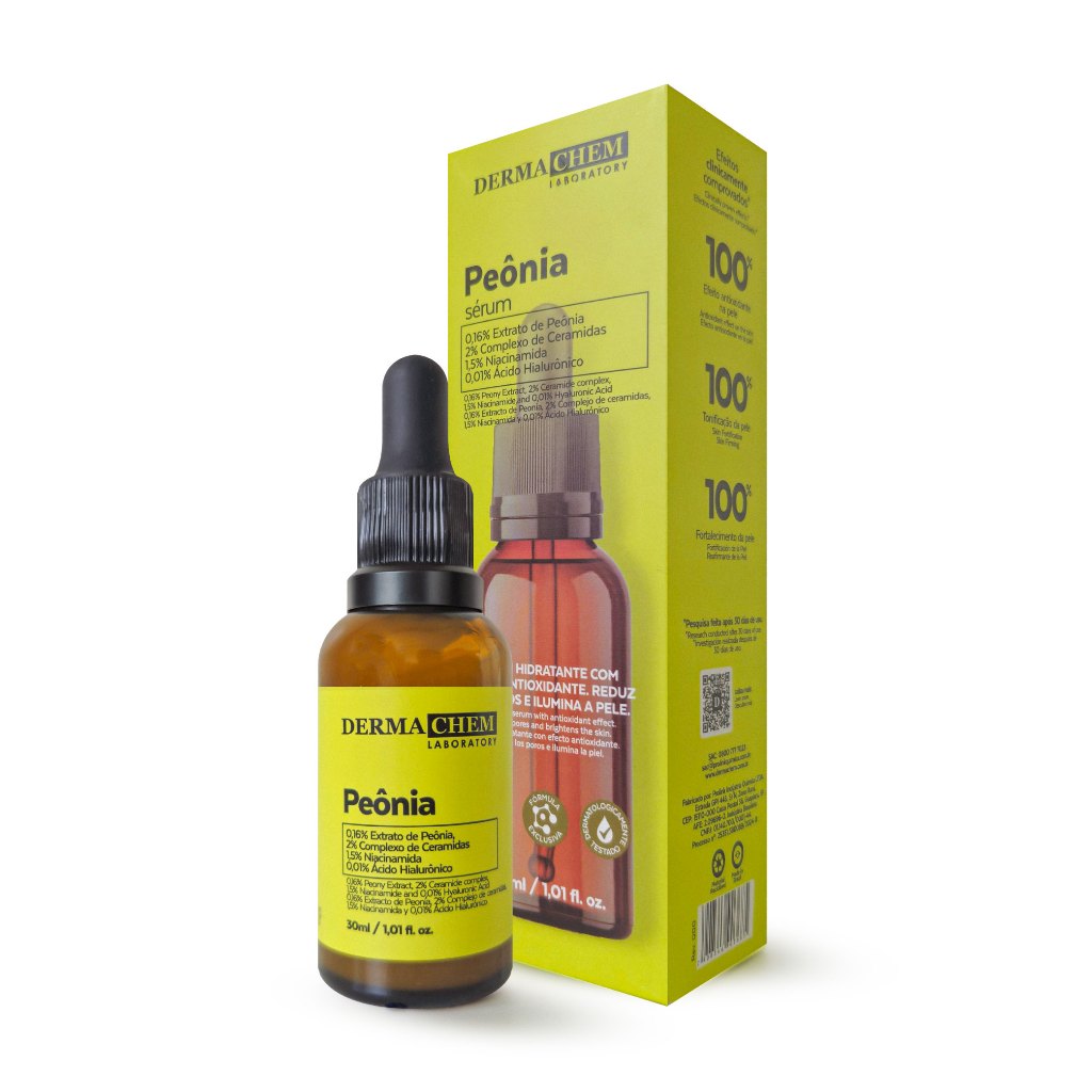 Sérum Iluminador Peônia 30ml Hidratante Efeito Antioxidante que Reduz Poros da Pele Dermachem - Beauty