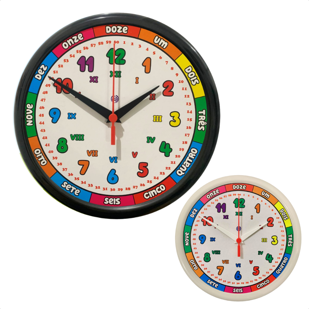 Relógio Parede Didático Educativo Infantil Colorido 24,5cm
