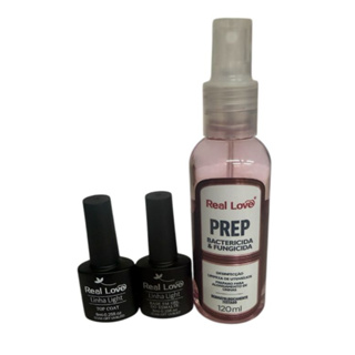 Kit top coat + base em gel + prep 120 ml - Real Love EMBALAGEM PRETA em Oferta na Shopee