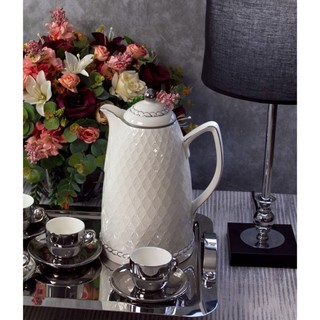 Garrafa Térmica Wolff de Porcelana Branco/Prata em Oferta na Shopee