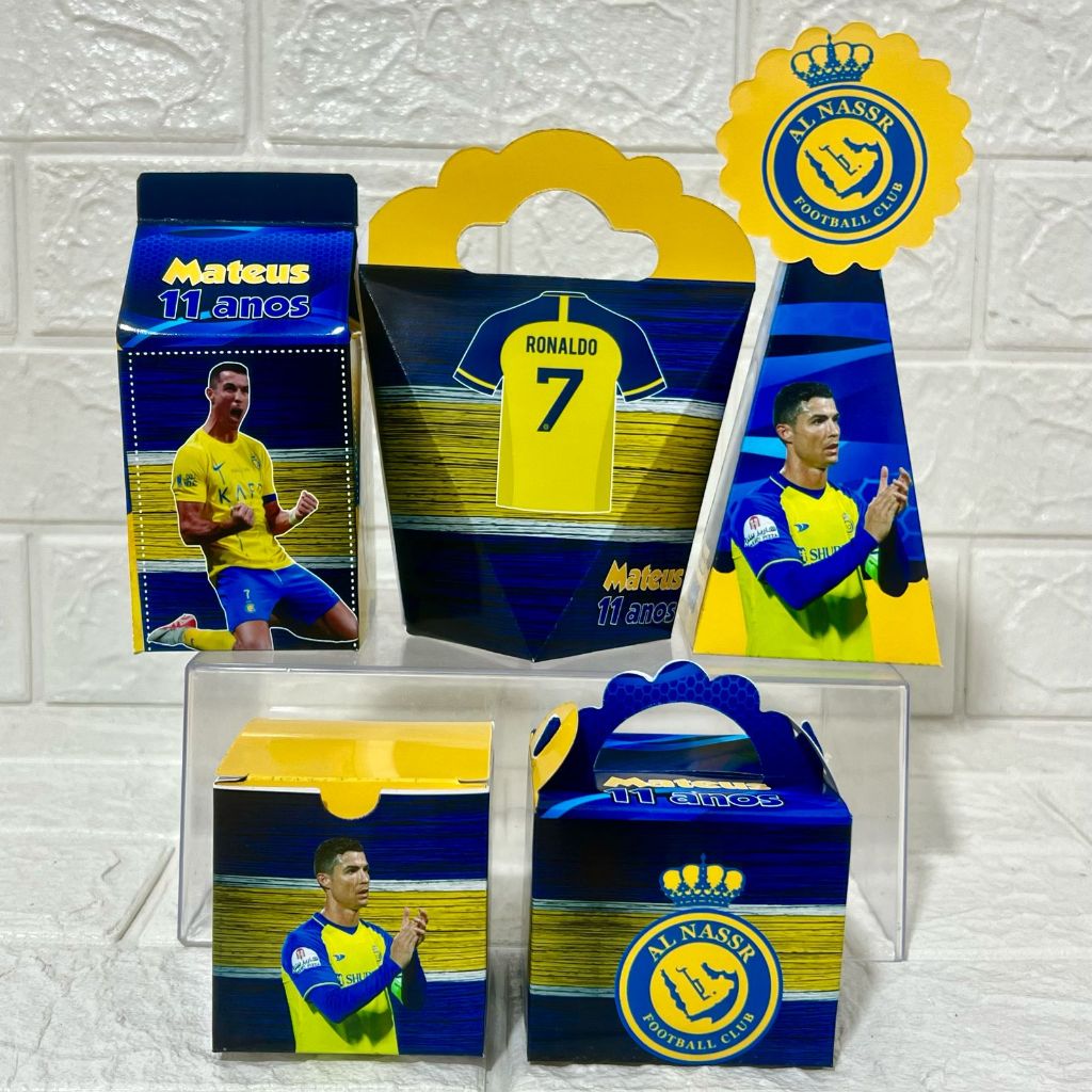 Kit Festa Personalizada FUTEBOL CRISTIANO RONALDO CR7 - Caixinhas Personalizadas - Aniversário - Lembrancinhas