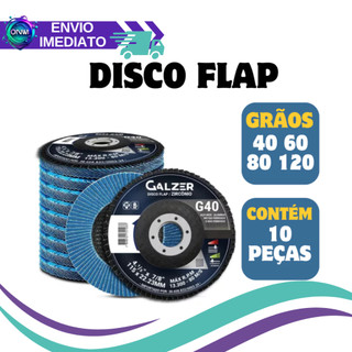 Kit 10 Disco Flap 4.1/2 Grão 40 - 60 - 80 - 120 - Flap Disc Lixa Para Madeira e Ferro