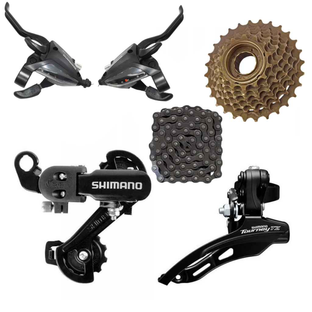 Kit Relação 21V ou 24V - Cambio tras./diant. + alavanca SHIMANO + CATRACA PACO + CORRENTE 21v/24V