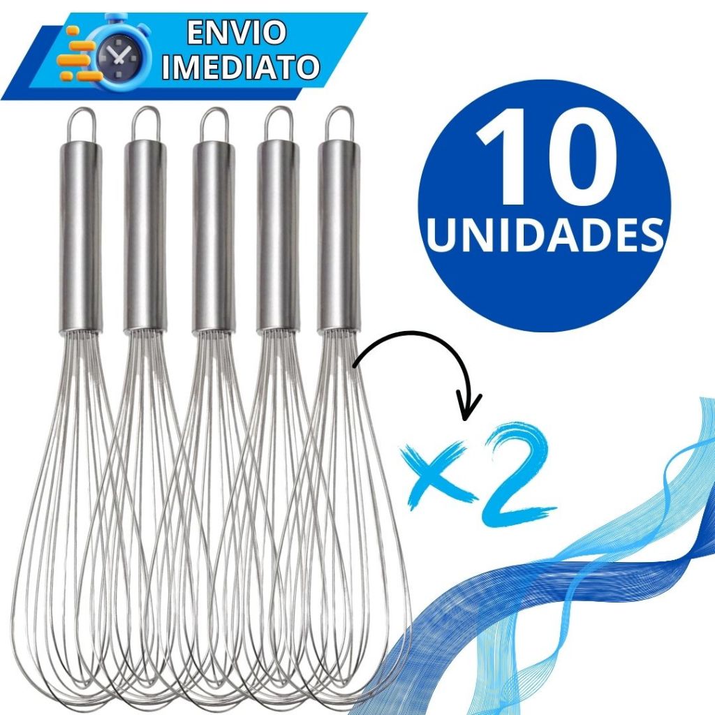 KIT 2/10 Unid Batedor de clara ovo Fouet fue AÇO INOX para Cozinha Casa Buffet Restaurante Bolo Pão Farinha Bater Doces