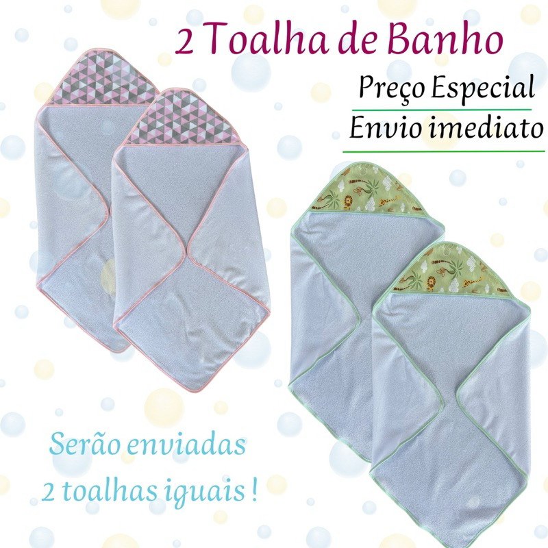Kit 2 Toalha de Banho Felpuda para bebê 2 Unidades Menina Menino