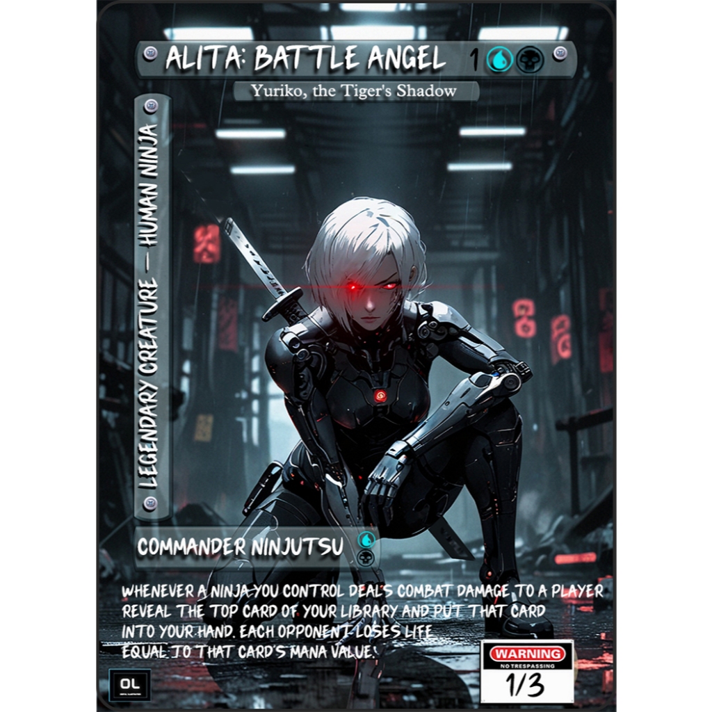 Carta de Magic the Gathering Custom Proxy - Yuriko, The Tiger's Shadow / Alita - FOIL - Excelente Qualidade !!!