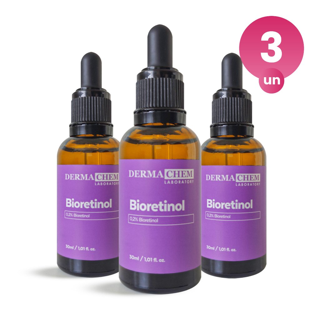 Kit 3 Sérum Anti Rugas Profundas Bioretinol 30ml Restaura e Firma a Pele Dermachem