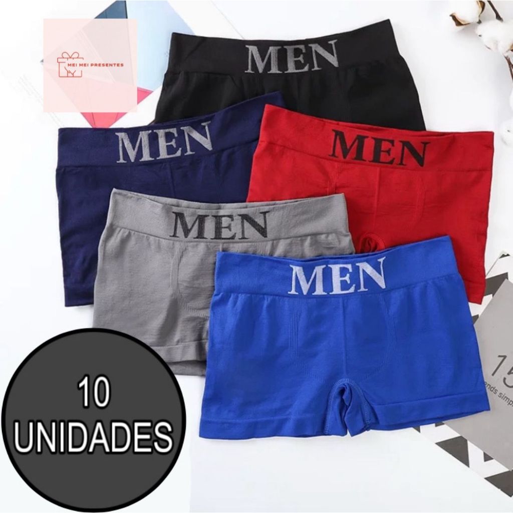 Kit 10 Cuecas Boxer Microfibra Adulto Premium Resistente