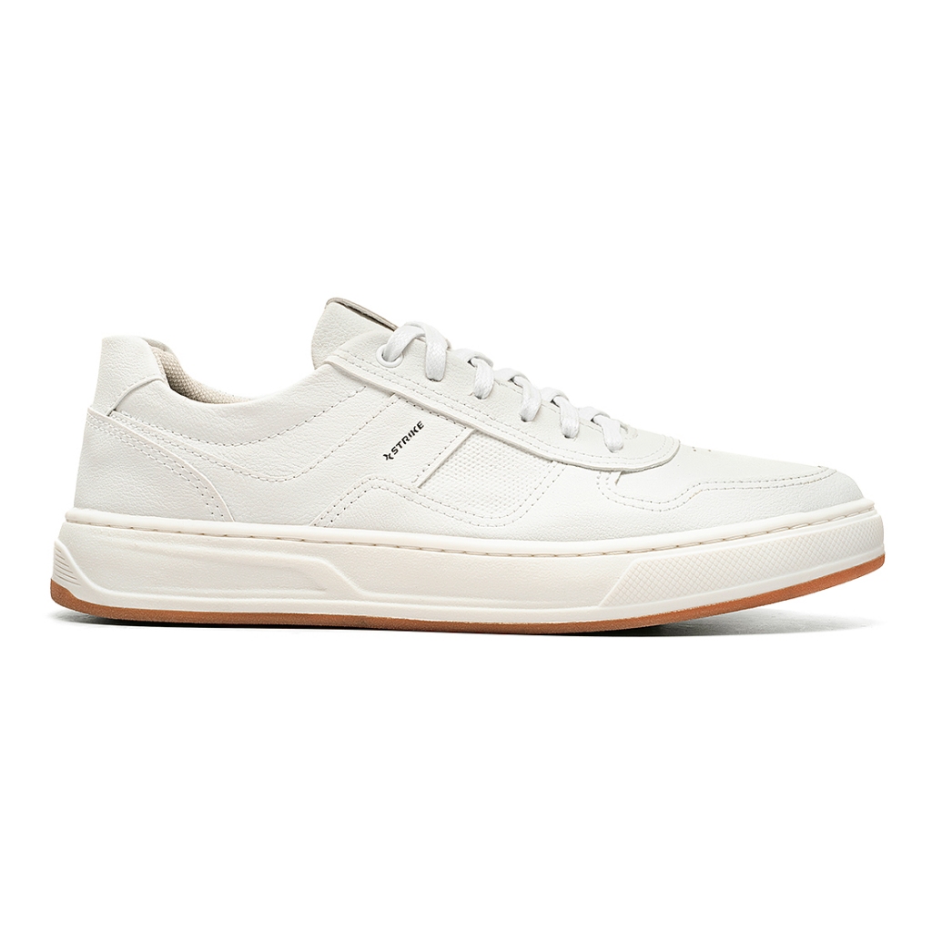 Tênis Casual Strike Masculino Liso Conforto Branco Natural