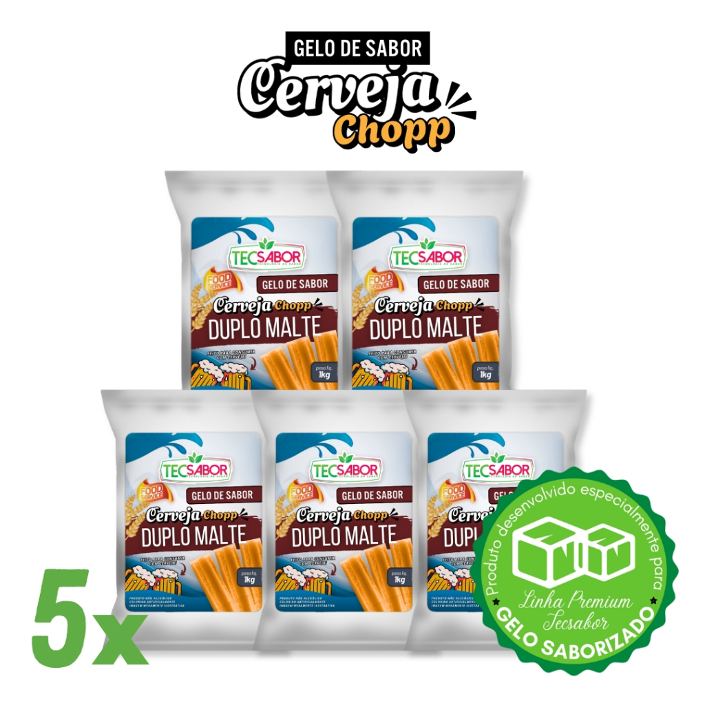 5x Aromas para gelo de Sabor Chopp os Mais vendidos 1 kg faz  500 gelos lançamento Duplo Malte