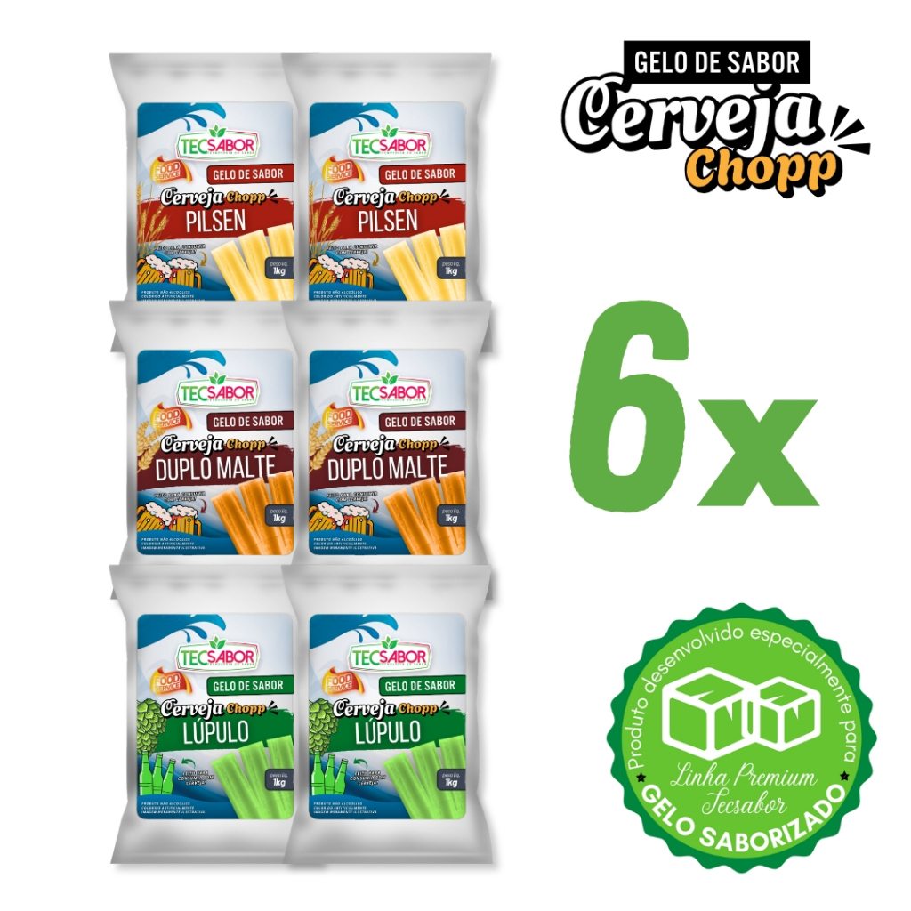 6x Aroma Gelo de Sabor Cerveja Chopp os Mais vendidos 1 kg faz  500 gelos lançamento 2 kg de cada