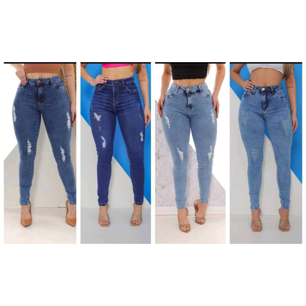 Calça Jeans Feminina Cintura Alta Skinny Levanta Bumbum Com Alto Qualidade em Oferta na Shopee