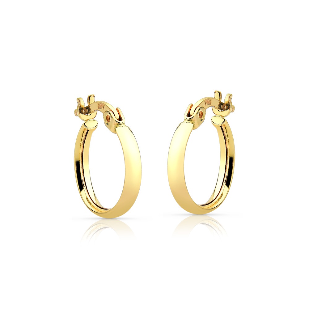 Argola feminina ouro 18k click redonda larga 15mm x 2mm - Fashion Accessories