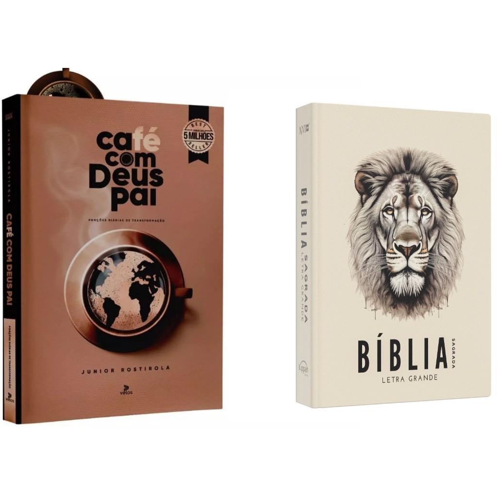 Kit Café com Deus Pai 2025 + Bíblia Sagrada NVI | Letra Grande | Leão Promessa - Books & Magazines