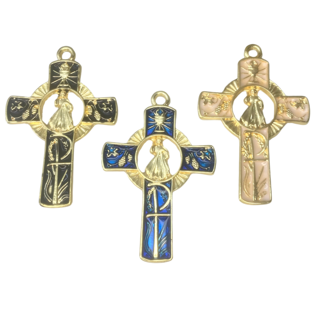 Kit Pingente Crucifixo Cruz Resinada Para Fazer Terços Banho Dourado Cataforético Envernizado