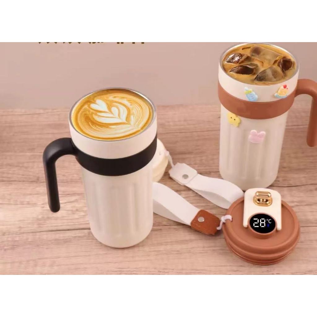 Copo de café inteligente aço inoxidável de alta qualidade feminino 316 copo térmico de grande capacidade alça escritório