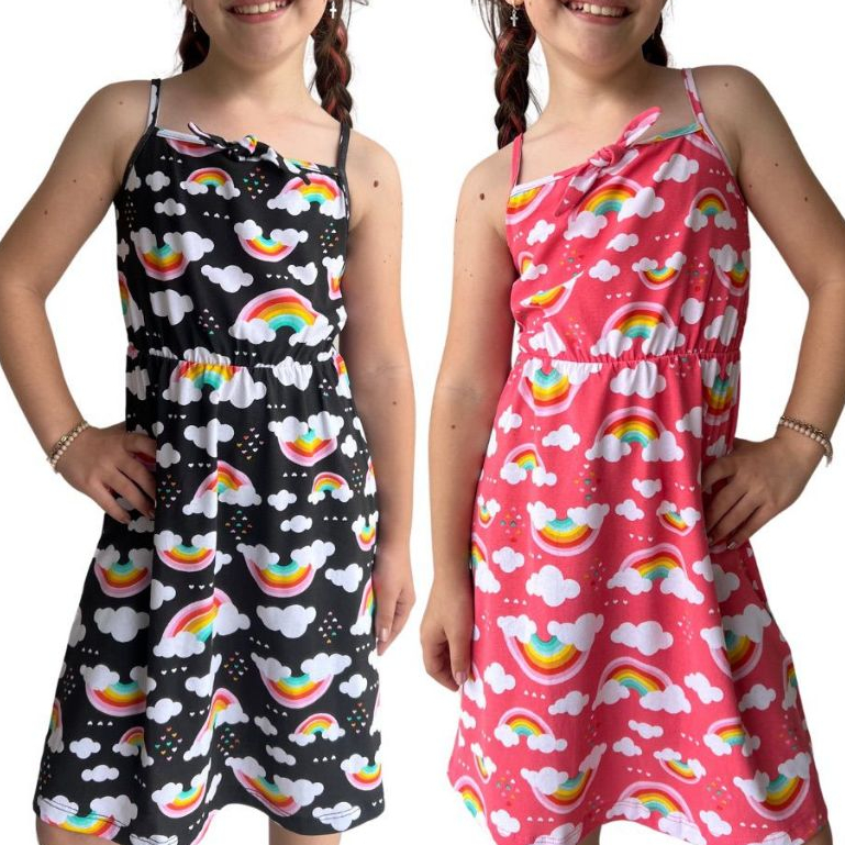 Kit 2 Vestido infantil menina roupa menina cotton estampado1|2|3|4|6|8|10