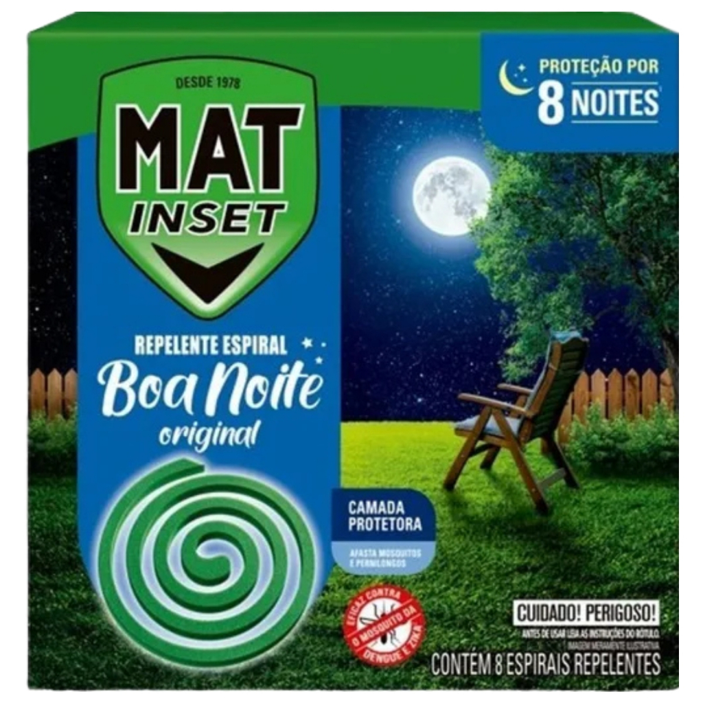 Inseticida Espiral Repelente Mat Inset Boa Noite 8un