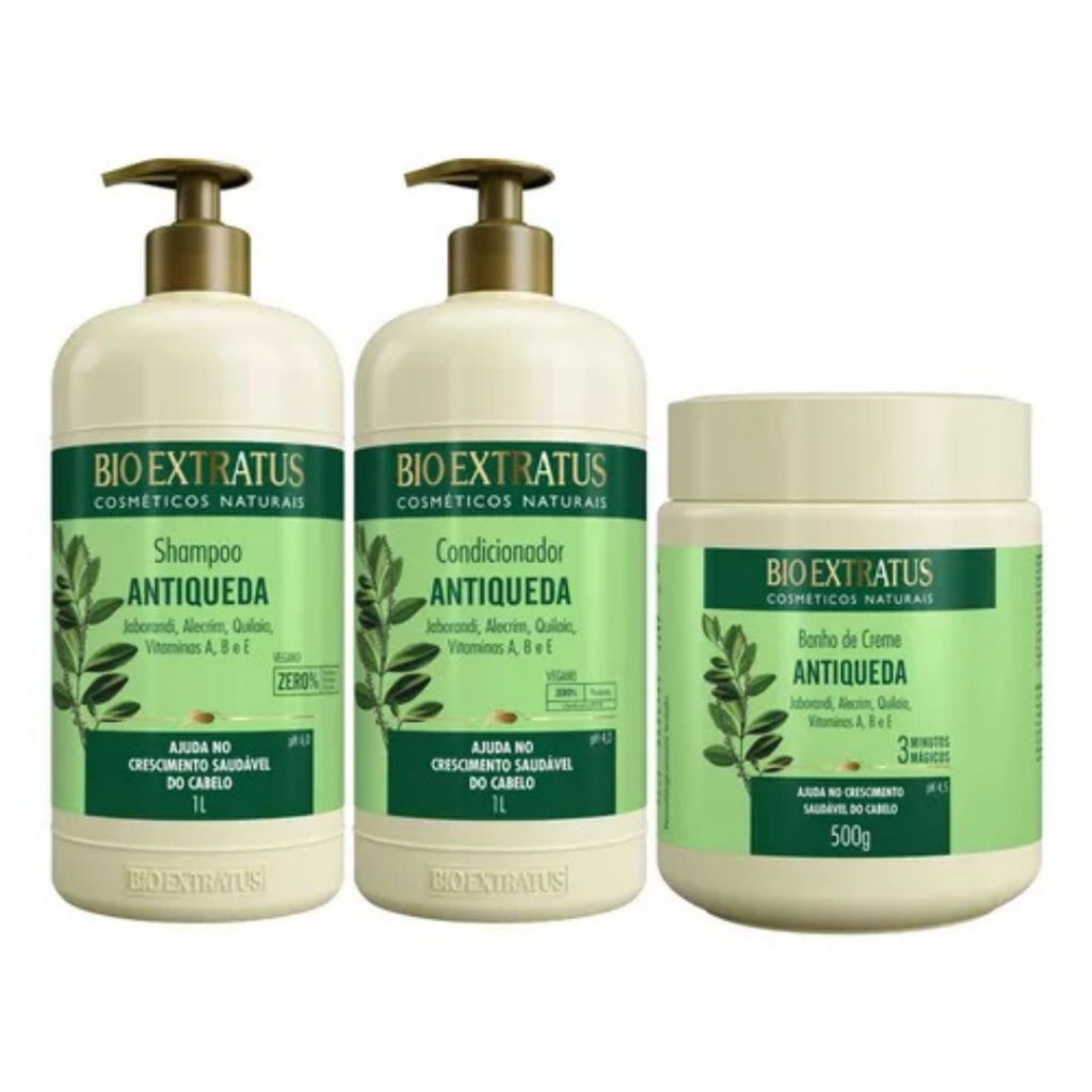 Kit Shampoo & Condicionador 1L + Banho de Creme 1k  Jaborandi - Bio Extratus em Oferta na Shopee