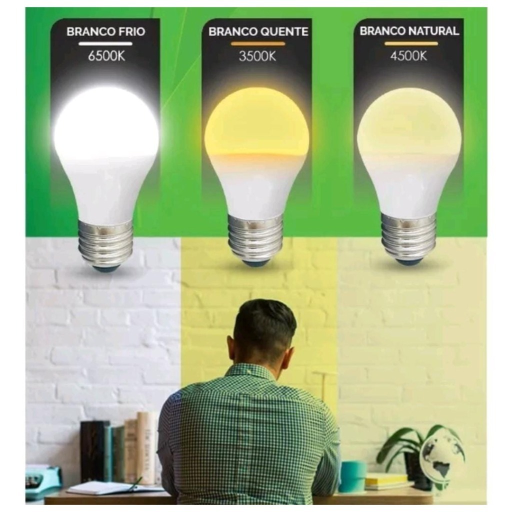 Bocal Soquete Adaptador Multiplicador De Lâmpada 1 p/ 2 Lâmpadas Led E27 + Lâmp. Bulbo Led 9w 3 Cores Plafon Iluminação — imagem 2 de 2