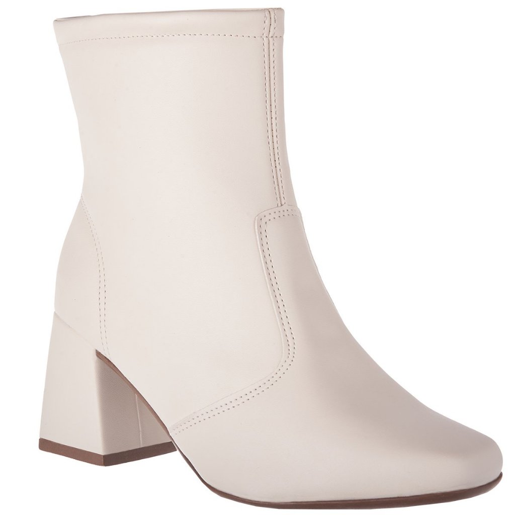 Bota Feminina Bico Quadrado Cano Médio Salto Geometrico Modelo Atual Moderno Zíper em Oferta na Shopee