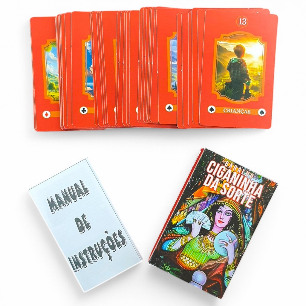 Baralho Tarot Cigano Ciganinha da Sorte com 36 Cartas com Manual Cartas Coloridas