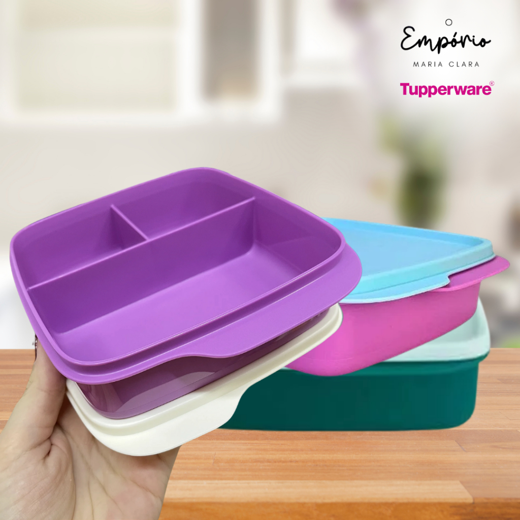 Tupperware Basic Line com Divisória 550ml e 1L | Para Marmita e Lanche Escolar