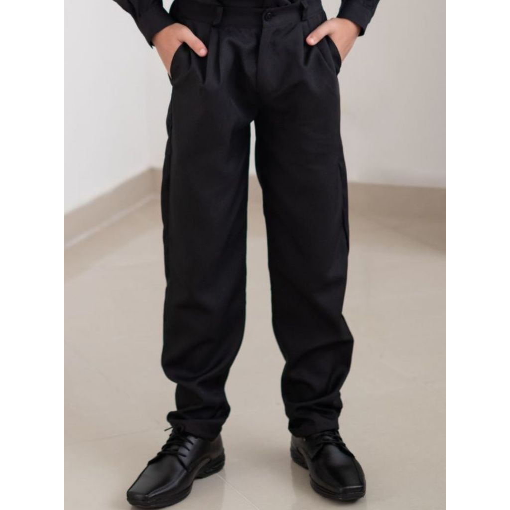 Calça Social Infantil Preta Menino Oxford Esporte Fino Festa
