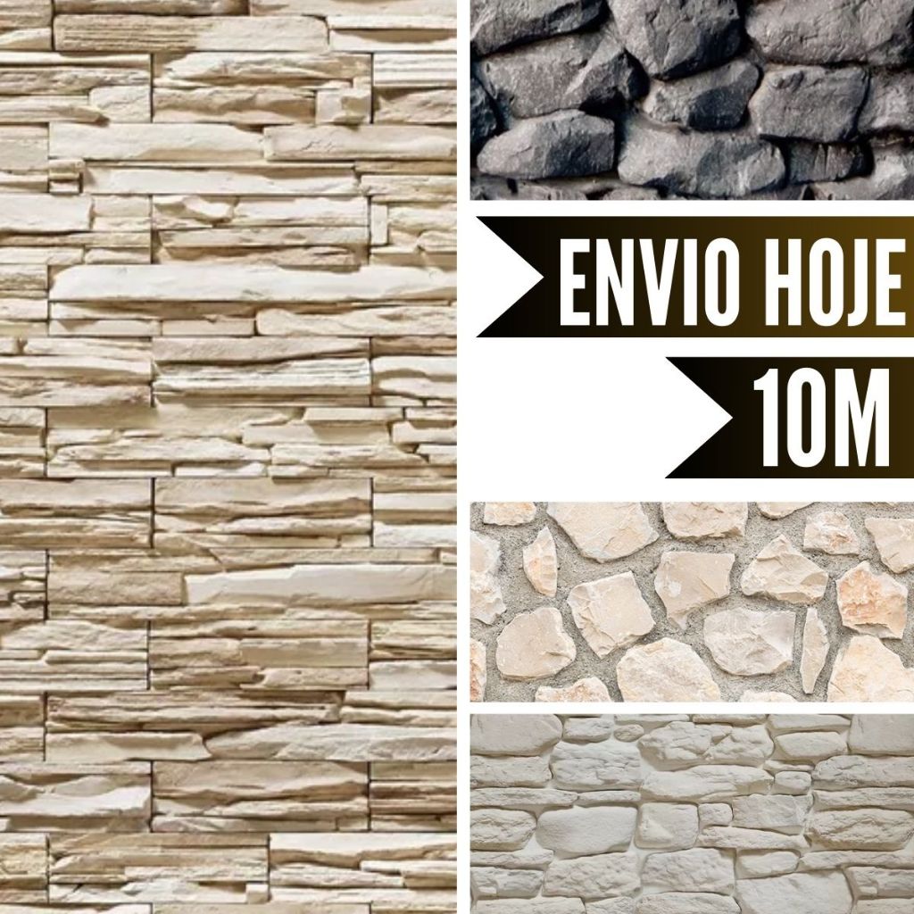 Papel De Parede Lavável Texturizado Tijolo Canjiquinha Pedras 3d Sala Quarto Autocolante em Oferta na Shopee