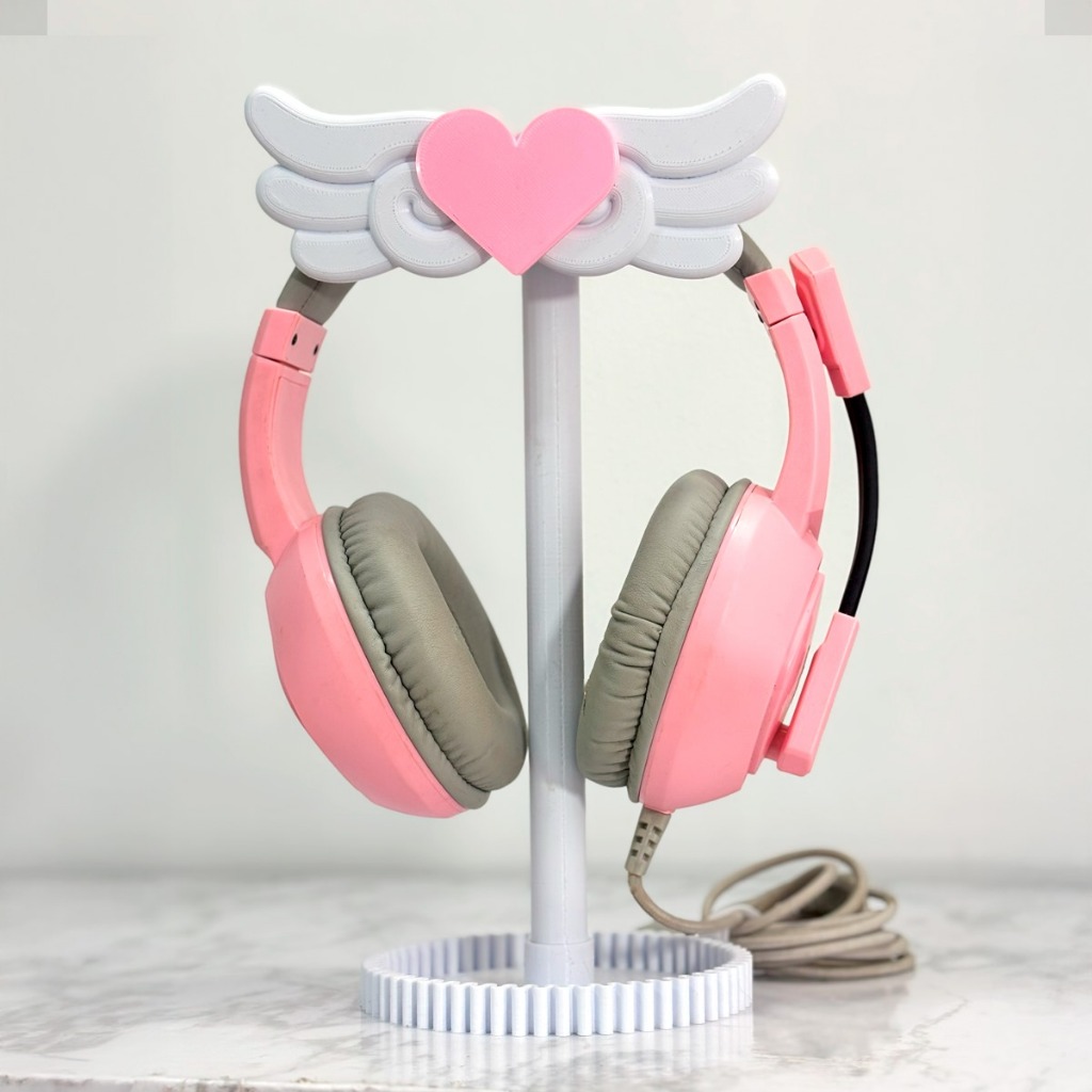 Suporte para fone e headset com asas e coração | Decoração Gamer Kawaii em Oferta na Shopee