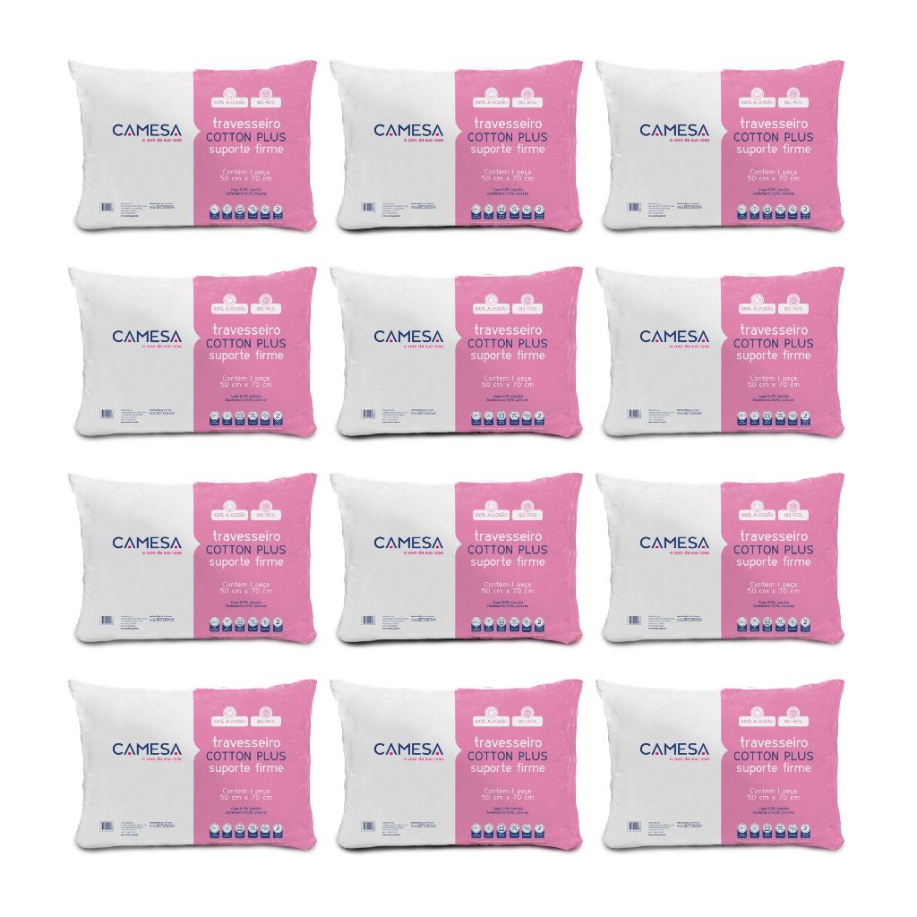 Kit Travesseiro a vacuo Cotton Plus Suporte Firme 50x70cm - Hotéis e Pousadas - Camesa