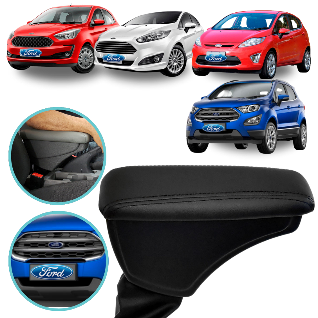 Apoio de Braço Suporte Encosto Descanço Porta Objetos Console Central Ford New Fiesta Mexicano Nacional Ecosport Ka